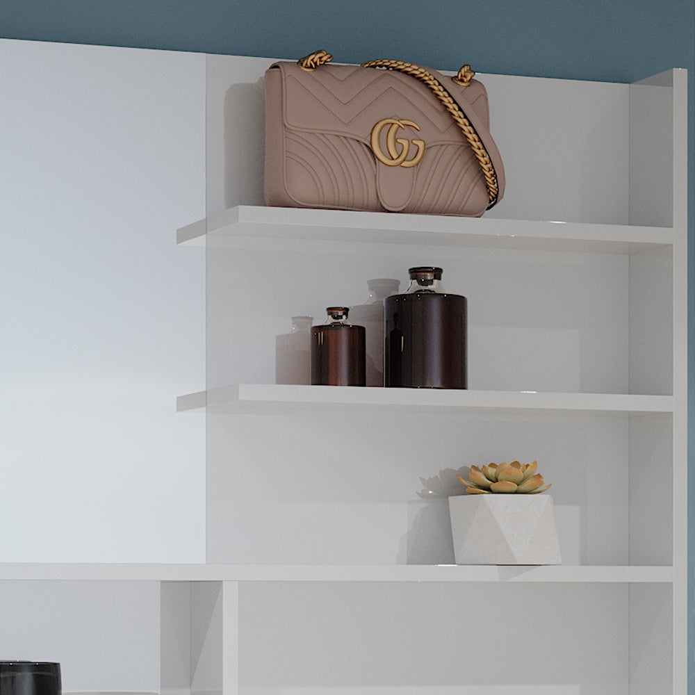 Vicco Mensola dello specchio Bianco lucido 119.8 x 70 cm con scomparti aperti