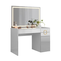 Vicco Tavolo da toeletta Bianco 115 cm con specchio a LED