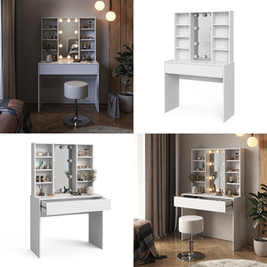 Vicco Tavolo da toeletta Bianco 93 cm con illuminazione a LED