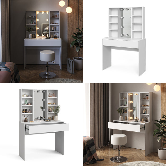 Vicco Tavolo da toeletta Bianco 93 cm con illuminazione a LED