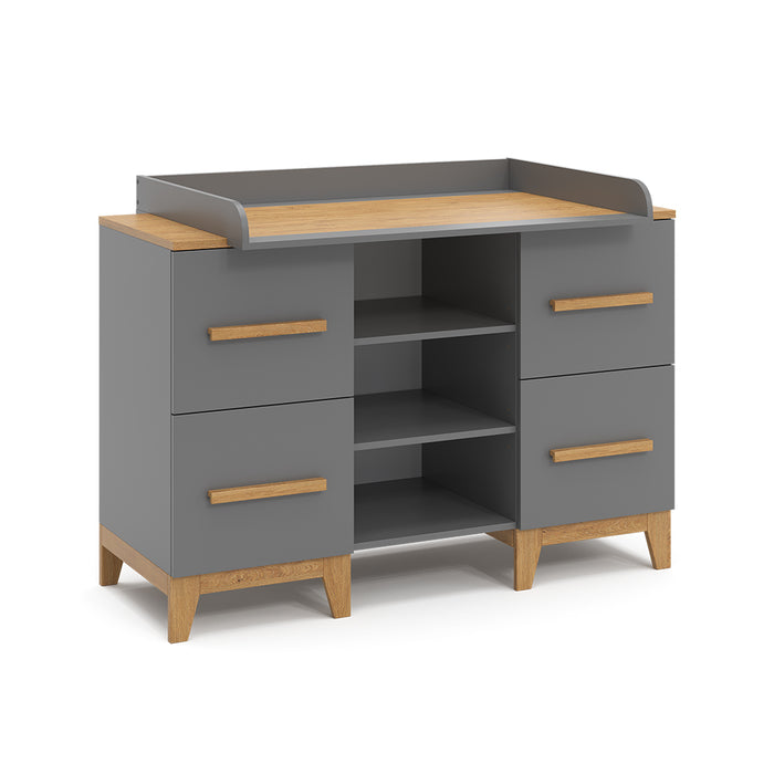 Vitalispa Fasciatoio Grigio 133 x 98 cm XL con 4 cassetti