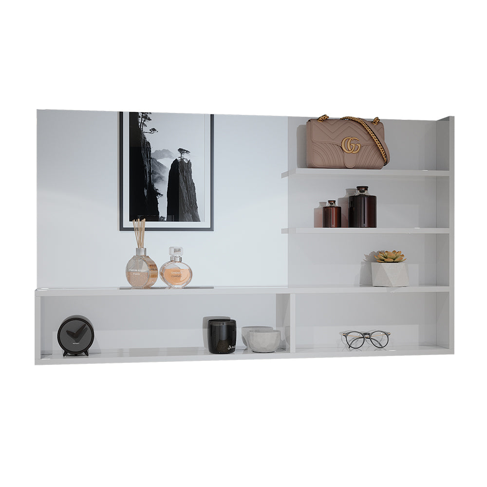 Vicco Mensola dello specchio Bianco lucido 119.8 x 70 cm con scomparti aperti