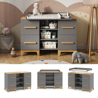 Vitalispa Fasciatoio Grigio 133 x 98 cm XL con 4 cassetti