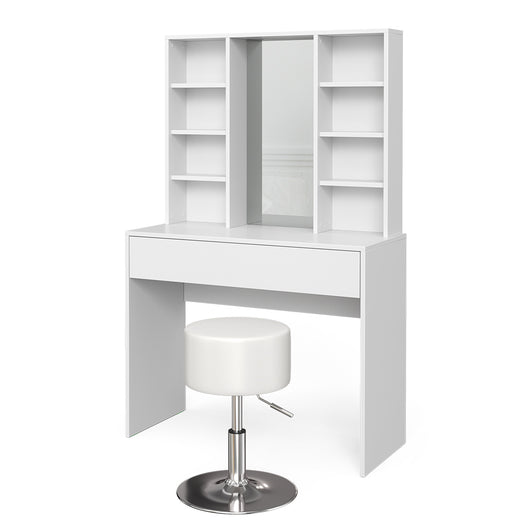 Vicco Tavolo da toeletta Bianco 93 cm con sgabello