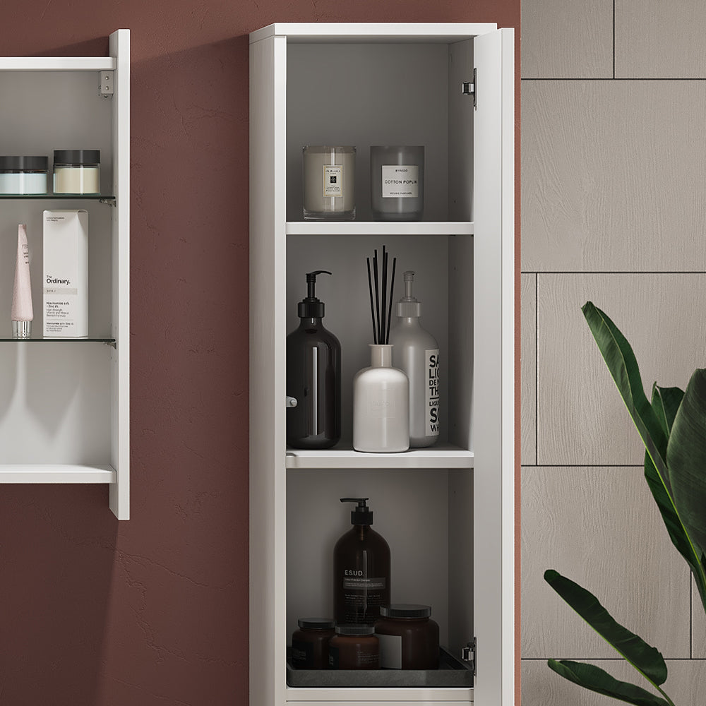 Vicco Armadio per il bagno Bianco 30.2 x 191.5 cm con ante e vano a giorno