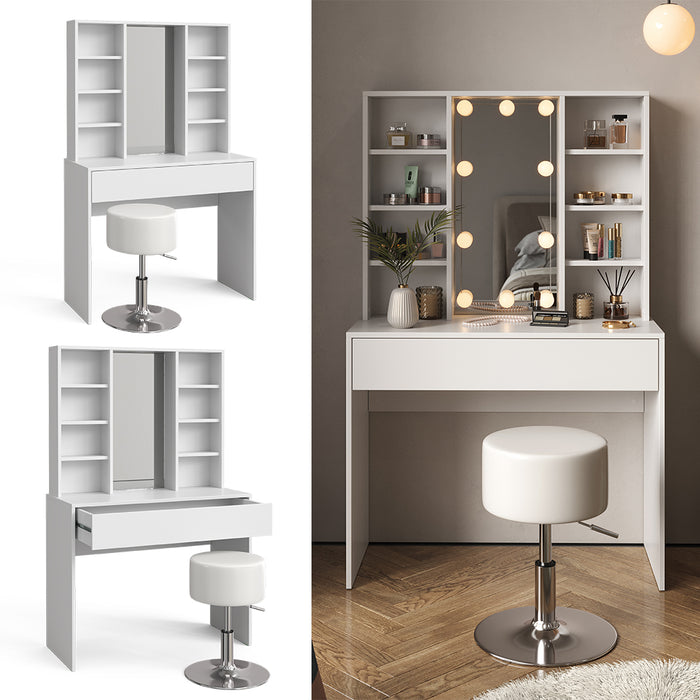 Vicco Tavolo da toeletta Bianco 93 cm con sgabello