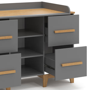 Vitalispa Fasciatoio Grigio 133 x 98 cm XL con 4 cassetti