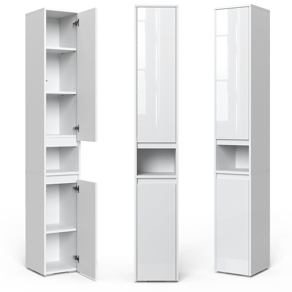 Vicco Armadio per il bagno Bianco 30.2 x 191.5 cm con ante e vano a giorno