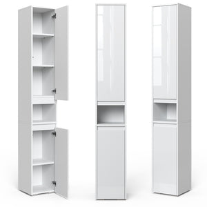 Vicco Armadio per il bagno Bianco 30.2 x 191.5 cm con ante e vano a giorno