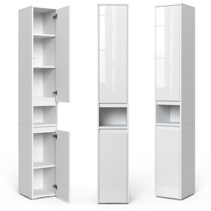 Vicco Armadio per il bagno Bianco 30.2 x 191.5 cm con ante e vano a giorno