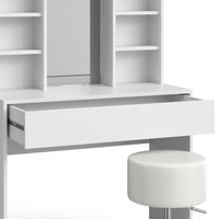 Vicco Tavolo da toeletta Bianco 93 cm con sgabello