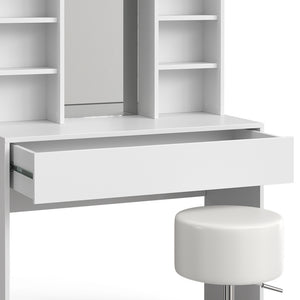 Vicco Tavolo da toeletta Bianco 93 cm con sgabello