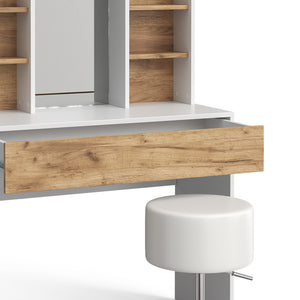 Vicco Tavolo da toeletta Quercia dorata/bianco 93 cm con sgabello