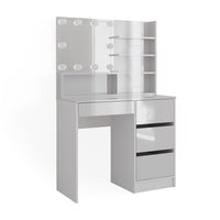 Vicco Tavolo da toeletta Bianco 40 cm con illuminazione a LED e ripiano a specchio