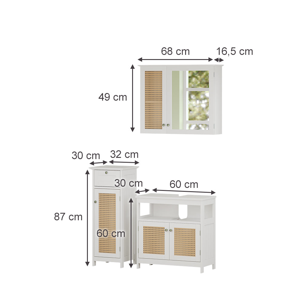 Vicco Set di mobili da bagno Bianco 3 parti, con mobile midi