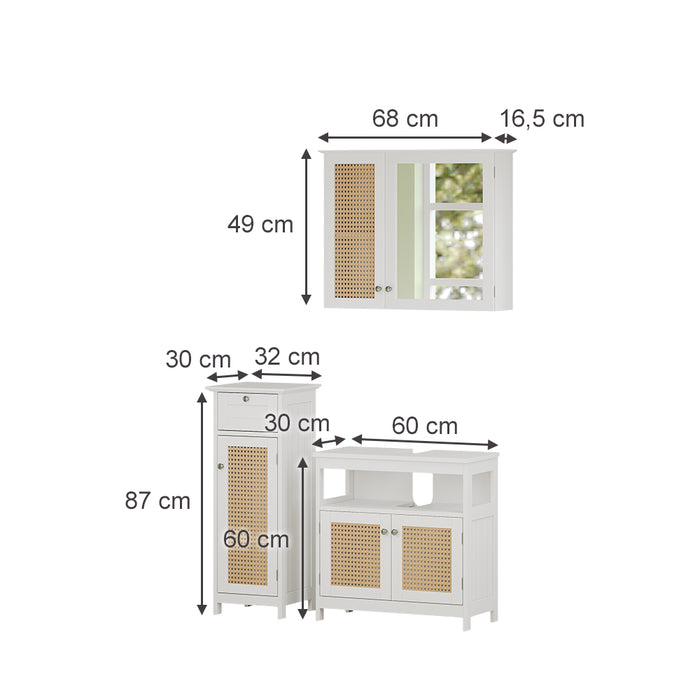 Vicco Set di mobili da bagno Bianco 3 parti, con mobile midi