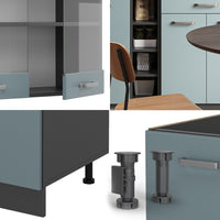 Vicco Cucina monoblocco Blu-grigio/antracite 160 cm Senza piano di lavoro