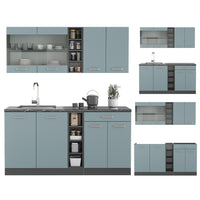 Vicco Cucina completa Blu-grigio/antracite 160 cm , PL Antracite