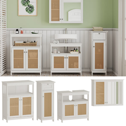 Vicco Set di mobili da bagno Bianco 4 parti, con armadio midi