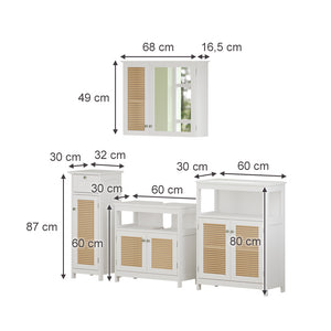 Vicco Set di mobili da bagno Bianco 4 parti, con armadio midi