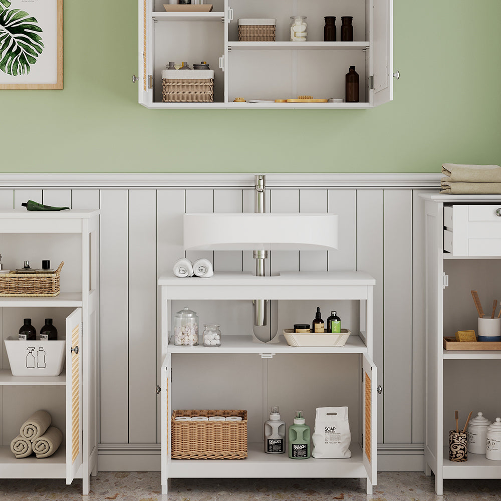 Vicco Set di mobili da bagno Bianco 4 parti, con armadio midi