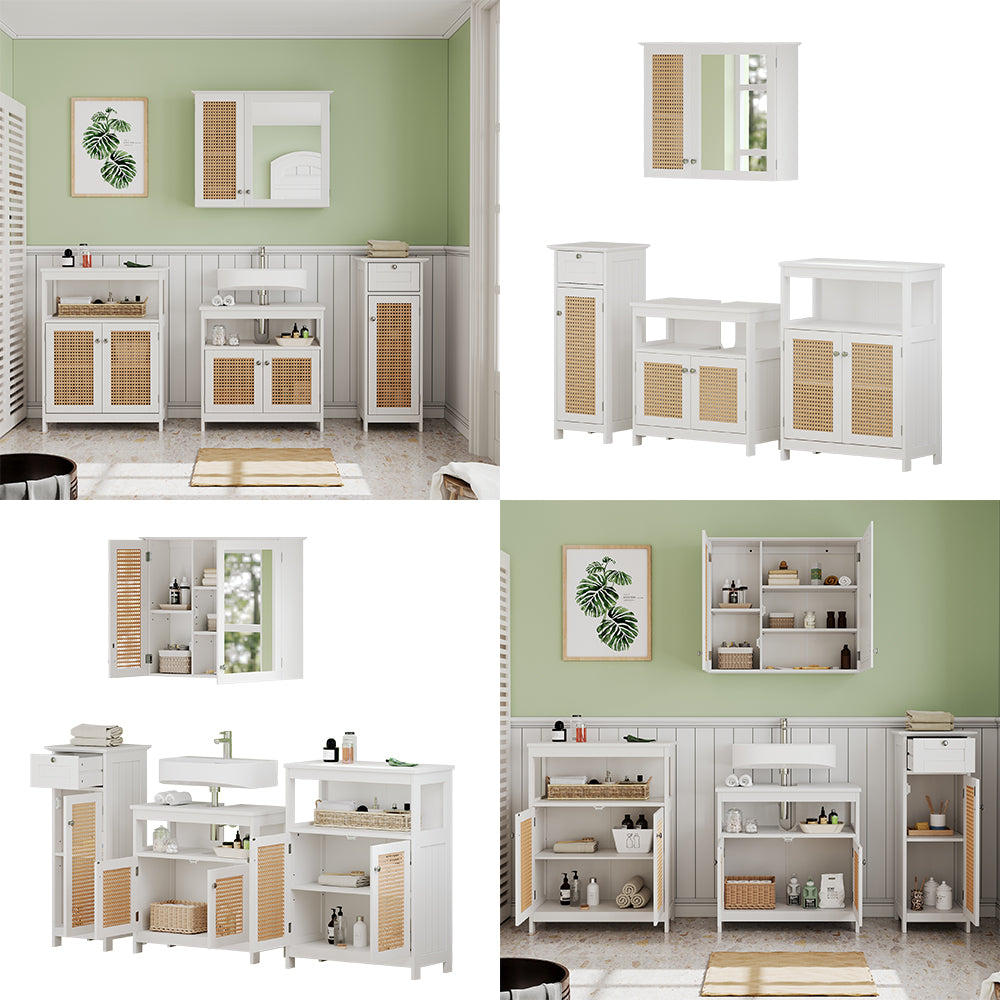 Vicco Set di mobili da bagno Bianco 4 parti, con armadio midi