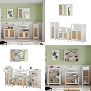 Vicco Set di mobili da bagno Bianco 4 parti, con armadio midi