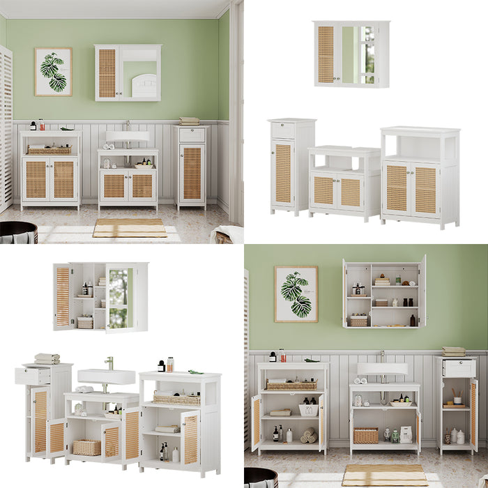 Vicco Set di mobili da bagno Bianco 4 parti, con armadio midi