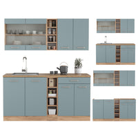 Vicco Cucina completa Rovere blu-grigio/oro 160 cm , PL Antracite