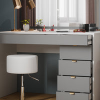 Vicco Tavolo da toeletta Bianco/grigio/grigio 115 cm con specchio LED e sgabello