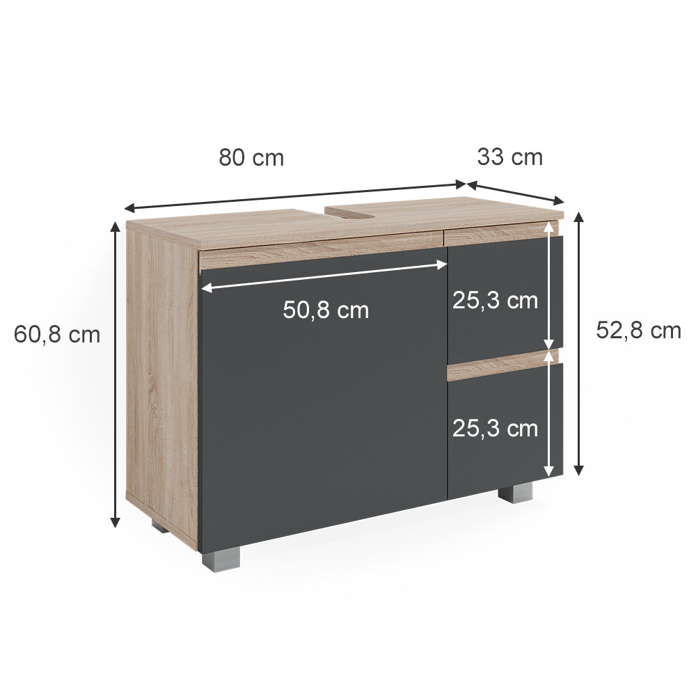 Vicco Mobile sottolavabo per bagno Antracite 80 x 60.8 cm