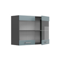 Vicco Mobile da cucina in vetro Grigio-blu 80 cm