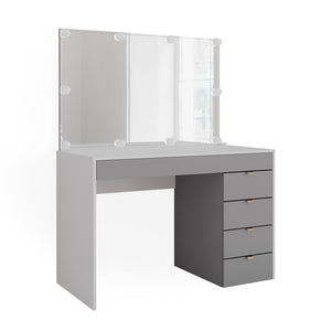 Vicco Tavolo da toeletta Bianco/grigio/grigio 115 cm con illuminazione a LED