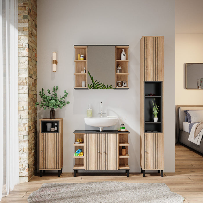 Vicco Mobiletto bagno Sonoma 30 x 86.8 cm con porta e scomparto aperto