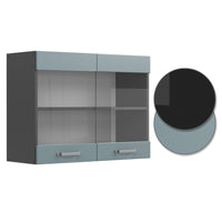 Vicco Mobile da cucina in vetro Grigio-blu 80 cm