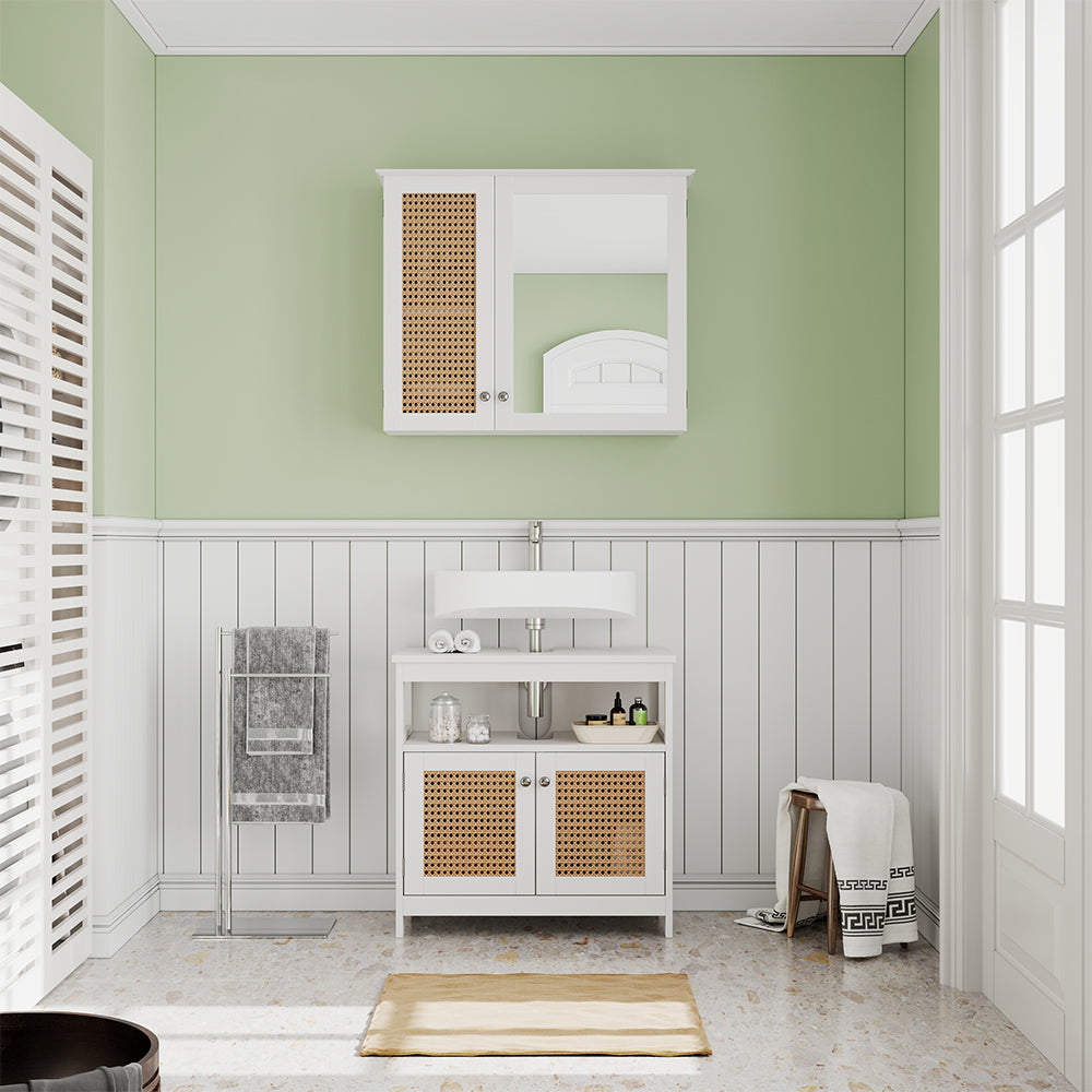 Vicco Specchio contenitore bagno Bianco 68 x 49 cm con 2 porte