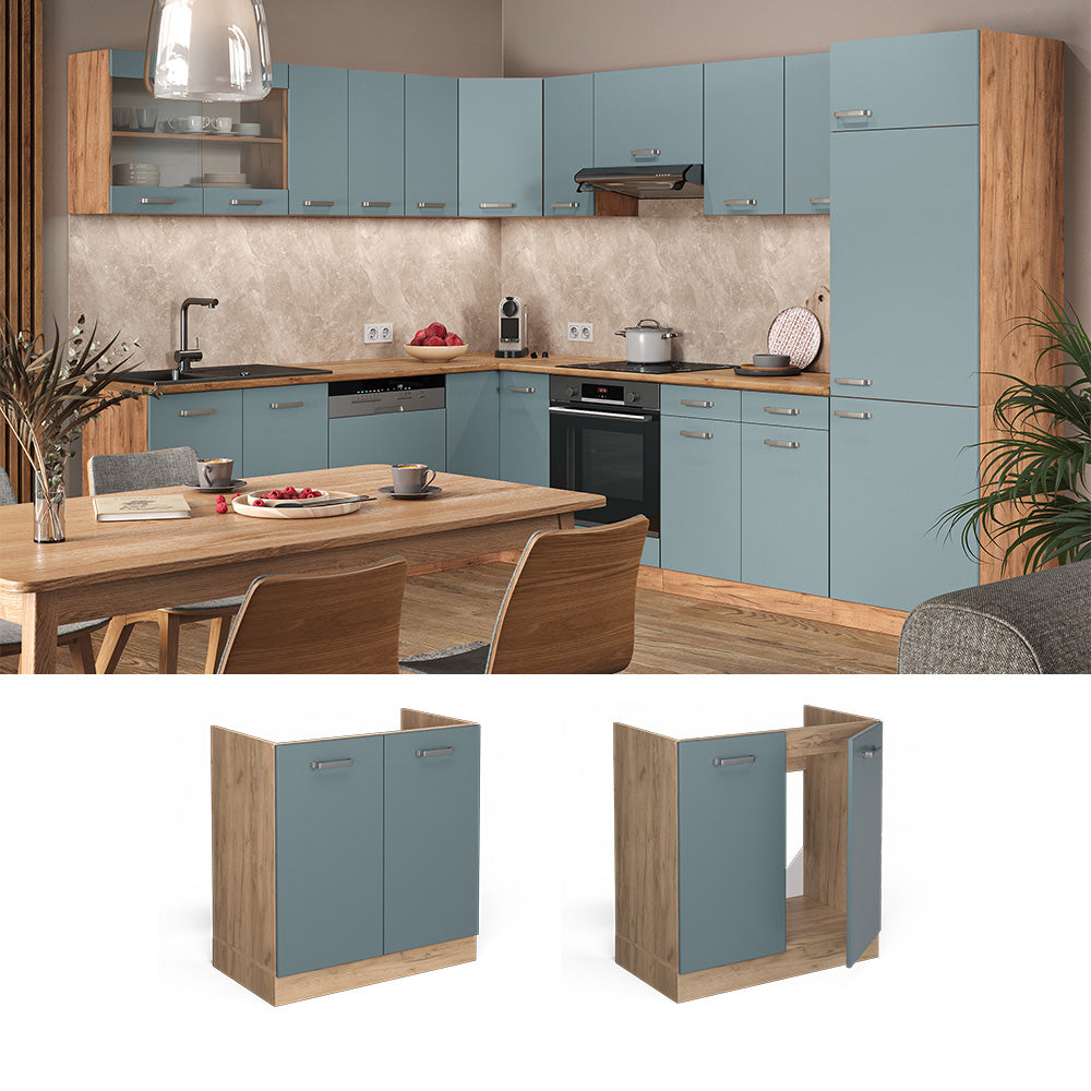 Vicco Mobile lavello cucina Grigio-blu 80 cm PL Marmo