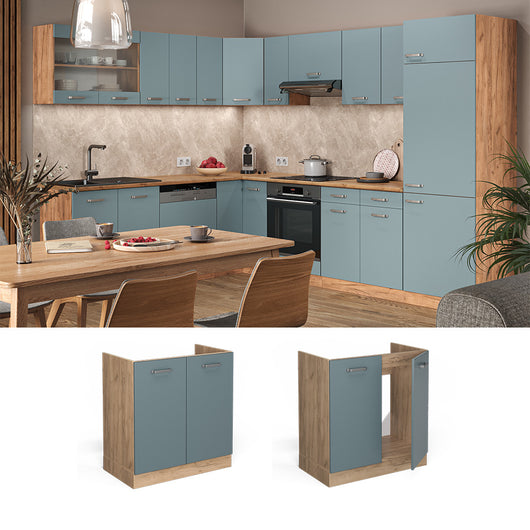 Vicco Mobile lavello cucina Grigio-blu 80 cm , PL Rovere