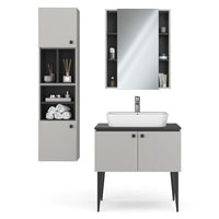 Vicco Set di mobili da bagno Grigio 3 parti, pensile 2 ante