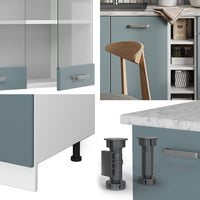 Vicco Cucina monoblocco Grigio-blu 160 cm , PL Marmo