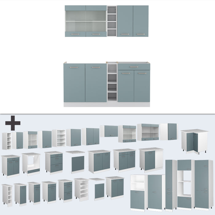 Vicco Cucina completa Blu-grigio/bianco 160 cm , PL Rovere