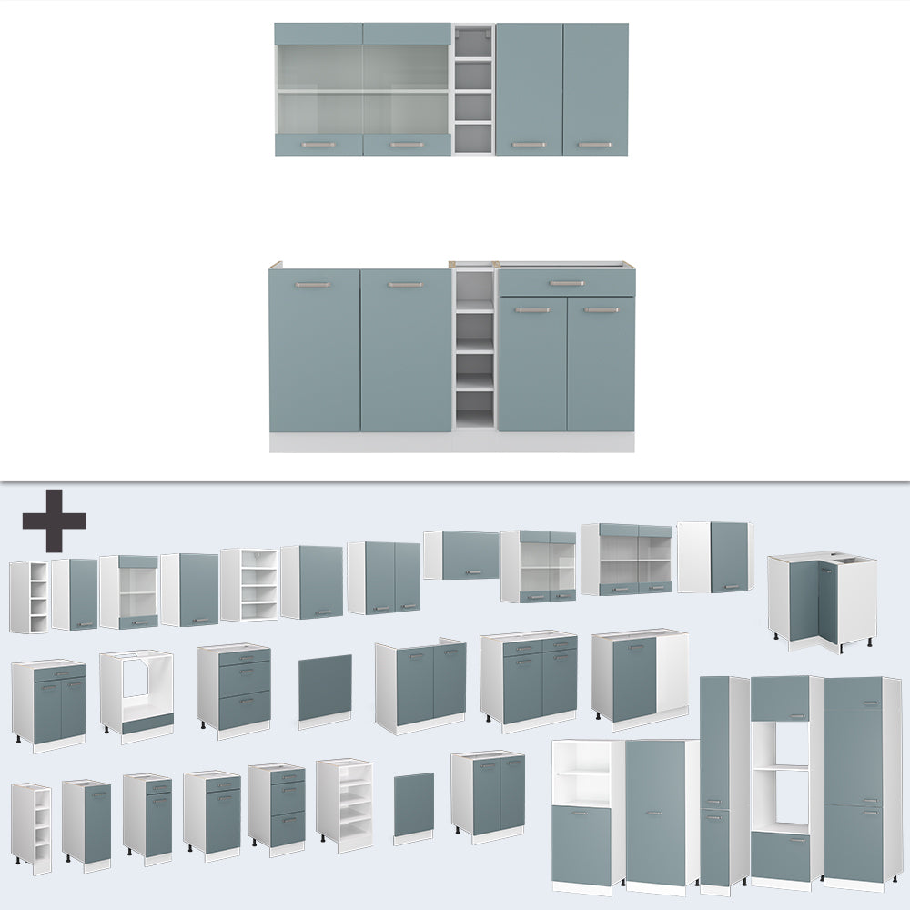 Vicco Cucina completa Blu-grigio/bianco 160 cm , PL Antracite