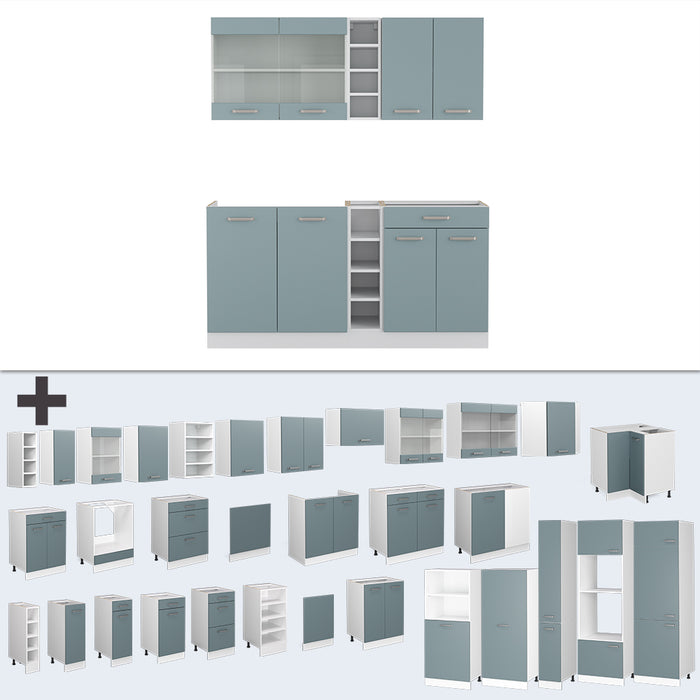 Vicco Cucina completa Blu-grigio/bianco 160 cm , PL Antracite