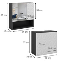 Vicco Set di mobili da bagno Nero 2 parti