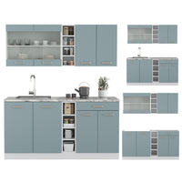 Vicco Cucina monoblocco Grigio-blu 160 cm , PL Marmo