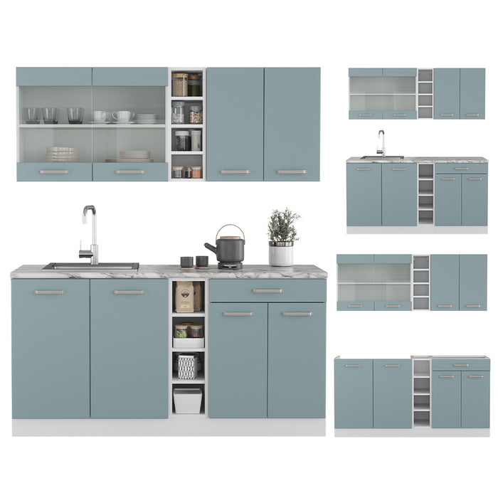 Vicco Cucina completa Blu-grigio/bianco 160 cm , PL Antracite