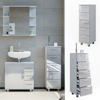 Vicco Cassettiera da bagno Bianco lucido 30 x 95 cm