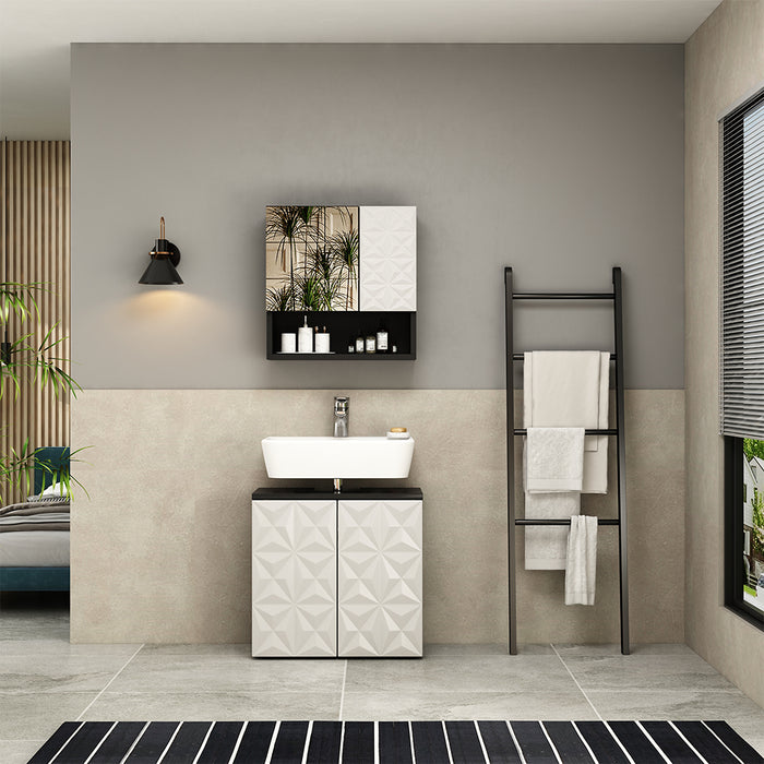 Vicco Set di mobili da bagno Nero 2 parti