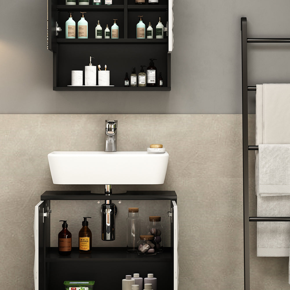 Vicco Set di mobili da bagno Nero 2 parti