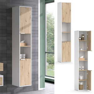 Vicco Armadio per il bagno Bianco 30 x 165 cm con ante e vani a giorno